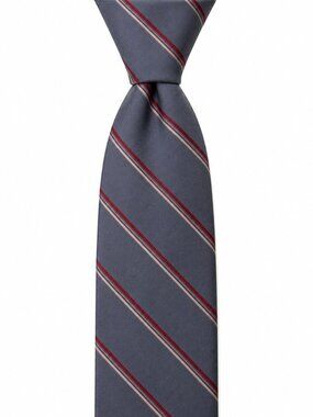 CHRISTIAN DIOR Striped Silk Blend Tie Gray Red Diagonal Pattern Vintage